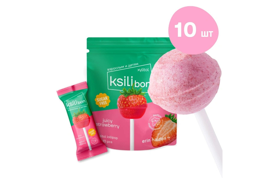 Леденцы с ксилитом Ksilibon Lollipop «Бельгийская клубника», 10 шт. Леденцы с ксилитом Ksilibon Lollipop «Бельгийская клубника», 10 шт.